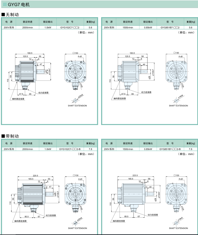 富士伺服ALPHA5 Smart伺服電機尺寸